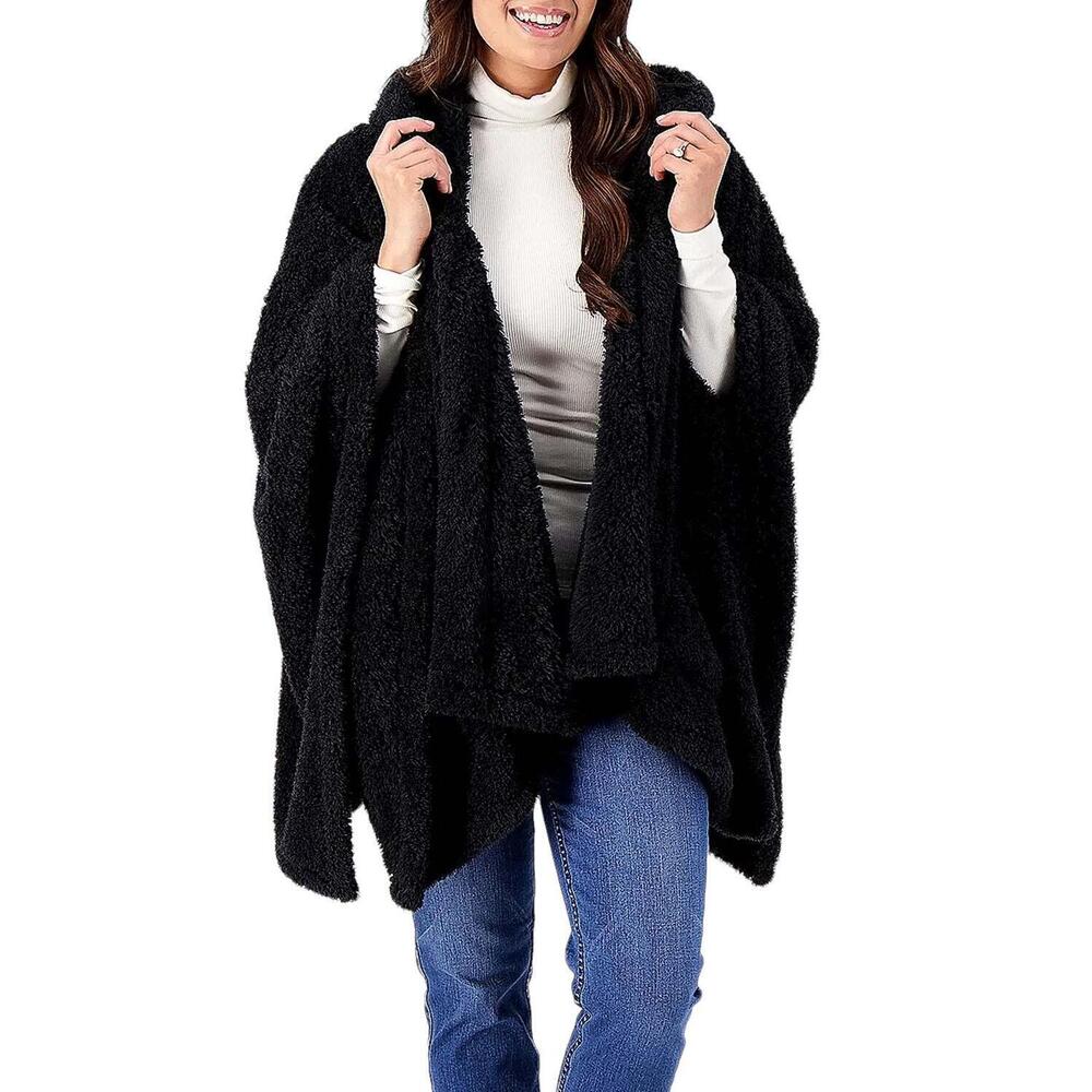 Bumblebella by Jill Martin Cotton Candy Plush Hooded Wrap Black